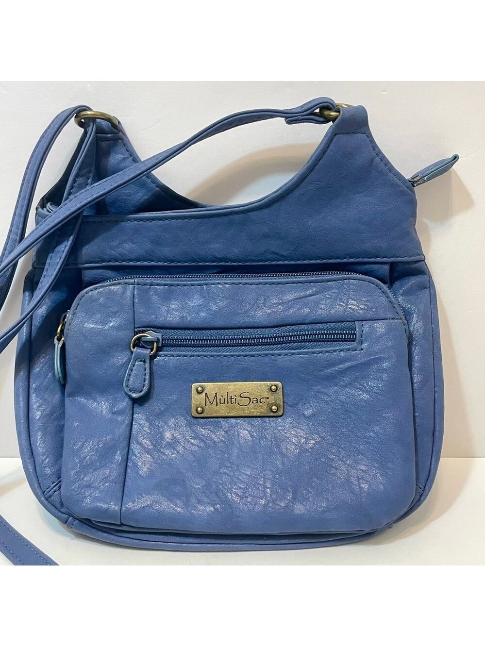 Multi Sac Turquoise Vegan Leather Purse Crossbody Bag Many Pockets